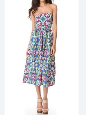 Mara Hoffman strapless Geometric midi dress size 2